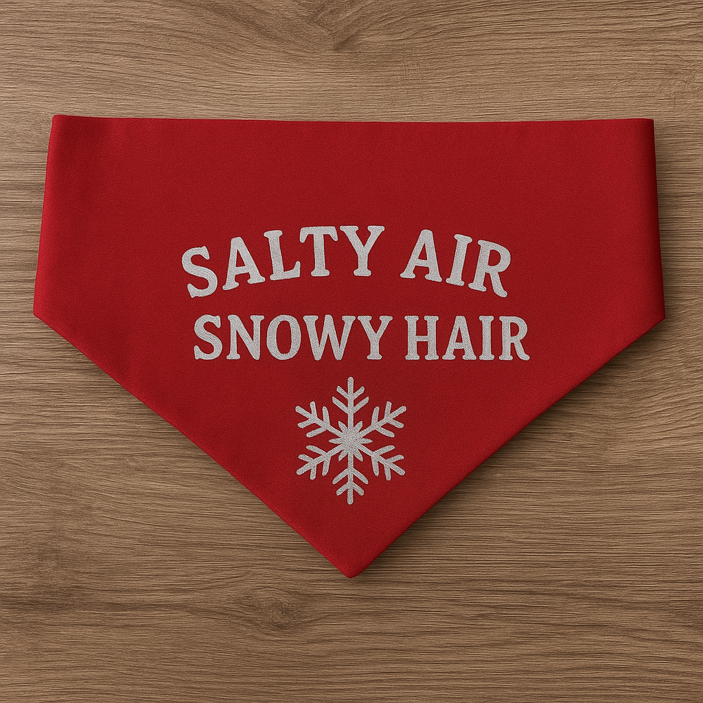 Salty air, Snowy hair dog bandana in medium 🎅🏻