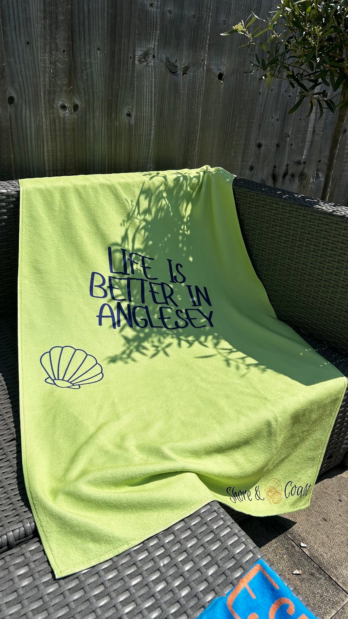 Life is Better in Anglesey – Lime Microfibre Beach Towel | Shore & Coast