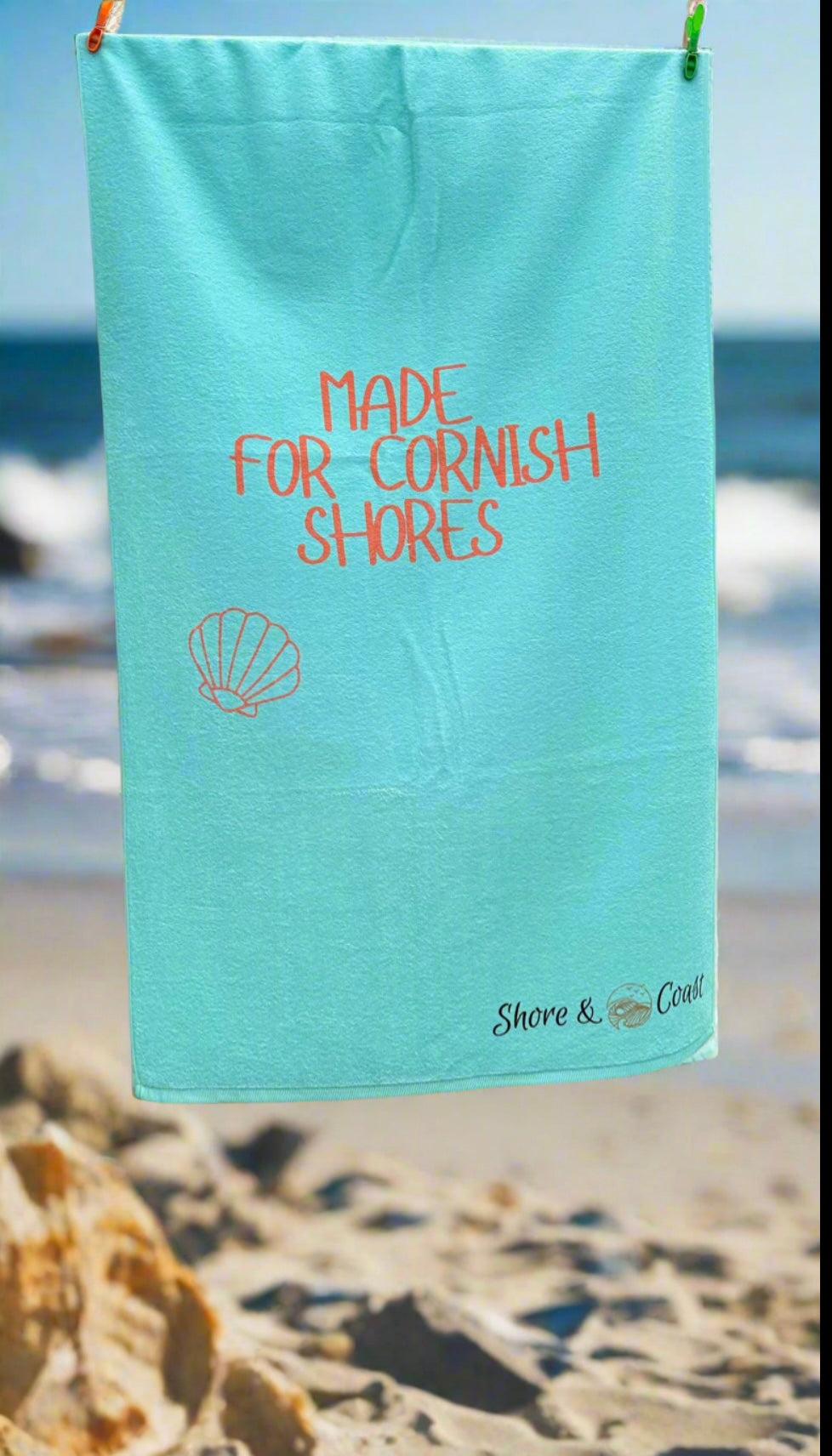 Made for Cornish Shores – Mint Microfibre Beach Towel |Shore & Coast