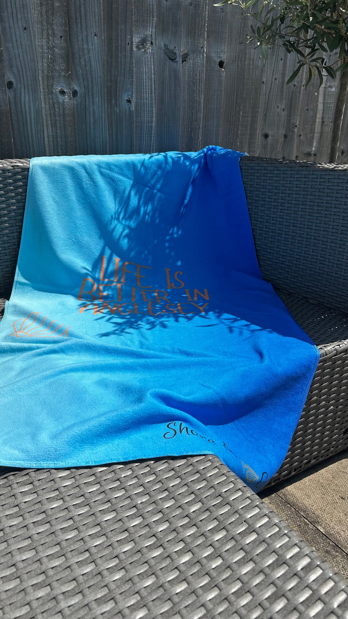 Life is Better in Anglesey – Vibrant Blue Microfibre Beach Towel | Shore & Coast