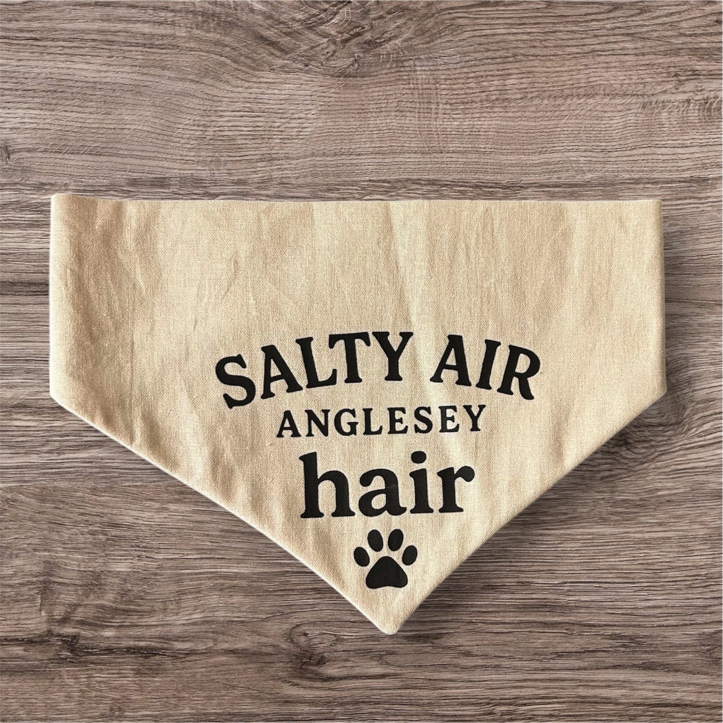 Handmade in the UK - Salty air, Anglesey hair Dog Bandanas in Almond š¾