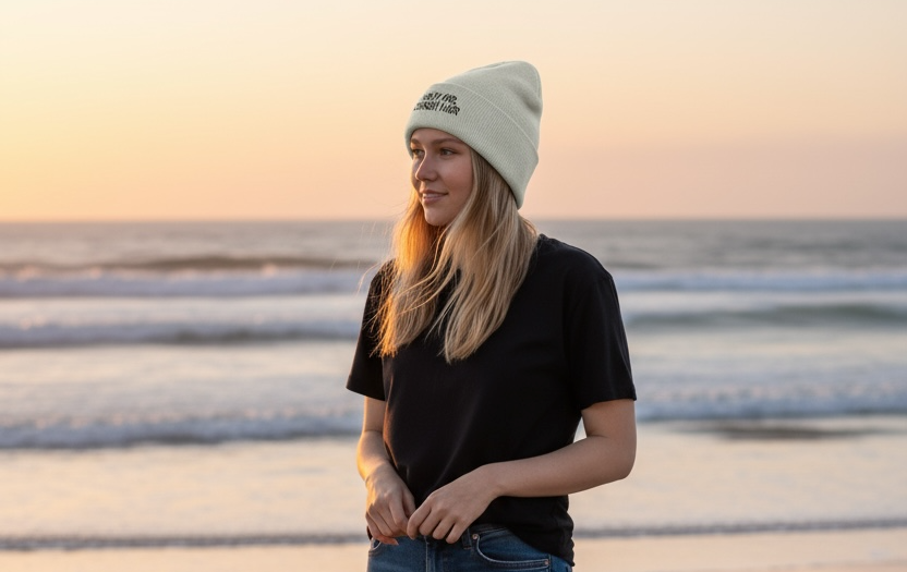 Salty Air, Cornish Hair Beanie in Cream