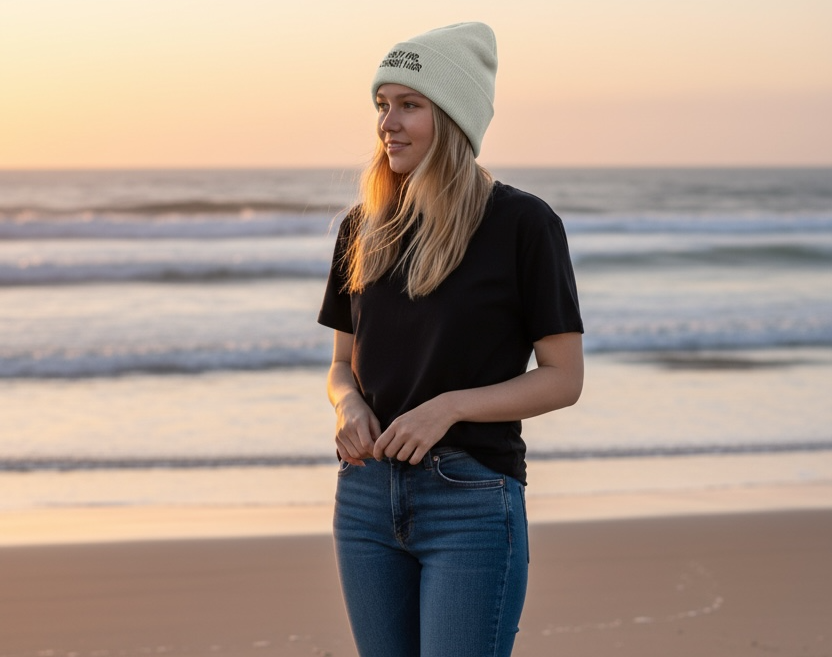 Salty Air, Cornish Hair Beanie in Cream