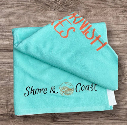 Life is Better on Anglesey Beach Towel – Mint & Orange
