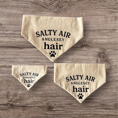 Handmade in the UK - Salty air, Anglesey hair Dog Bandanas in Almond 🐾